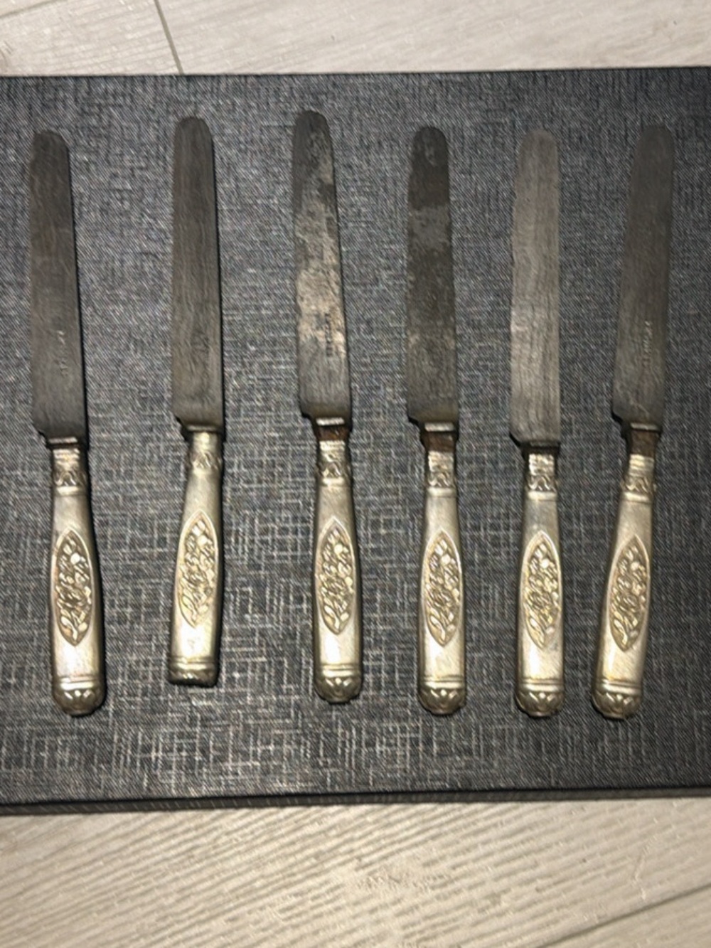 Rare Set of 6 Antique H.W. Tilmes 800 Silver Handle Knives, Solingen Germany